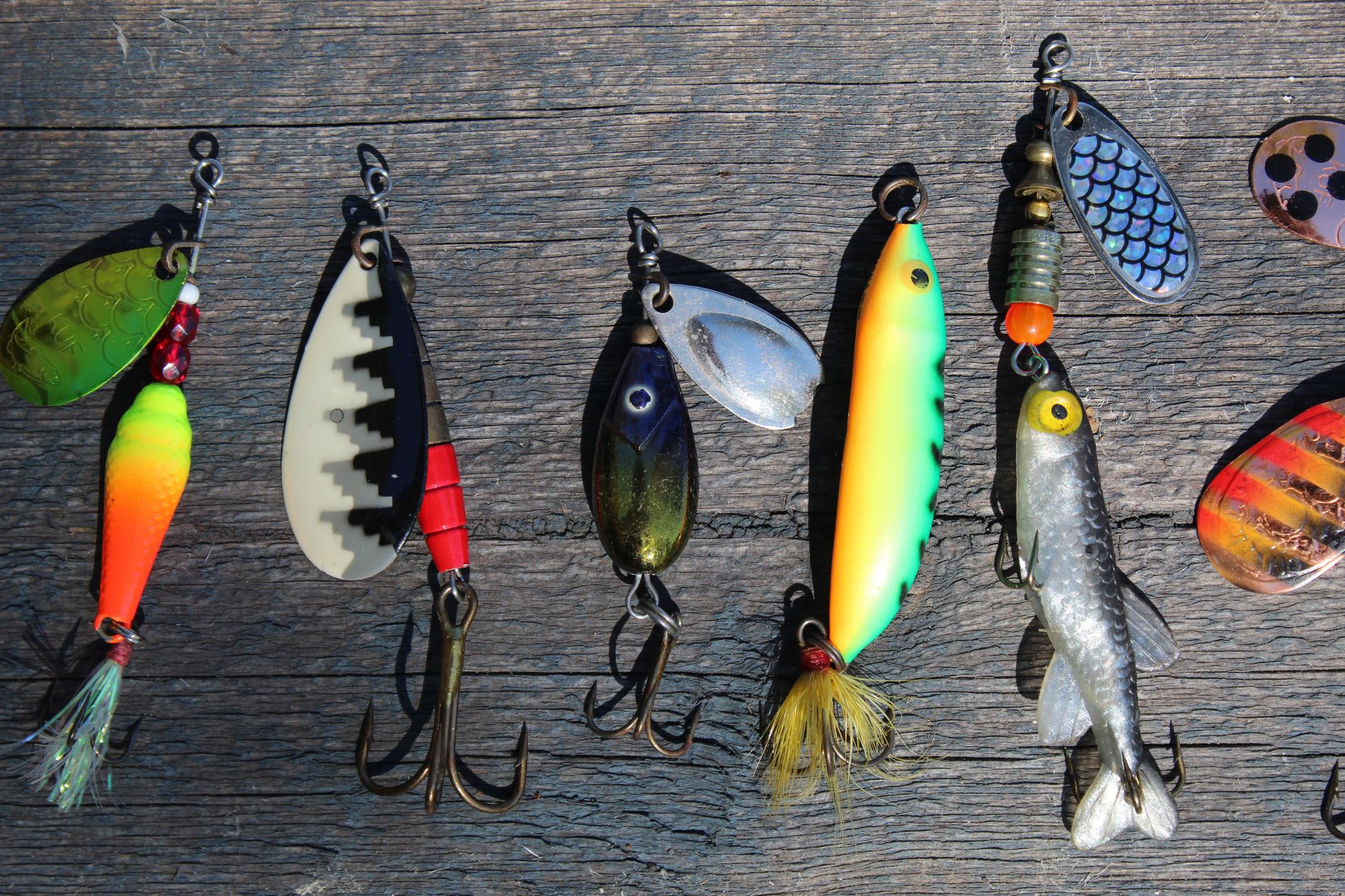 Various types of fishing hooks.