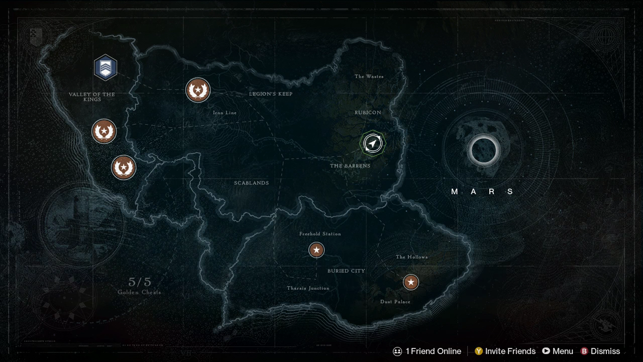 Destiny: Map of Earth, Moon, Venus and Mars