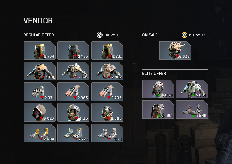Screenshot of vendor Rough Pavlo's inventory.