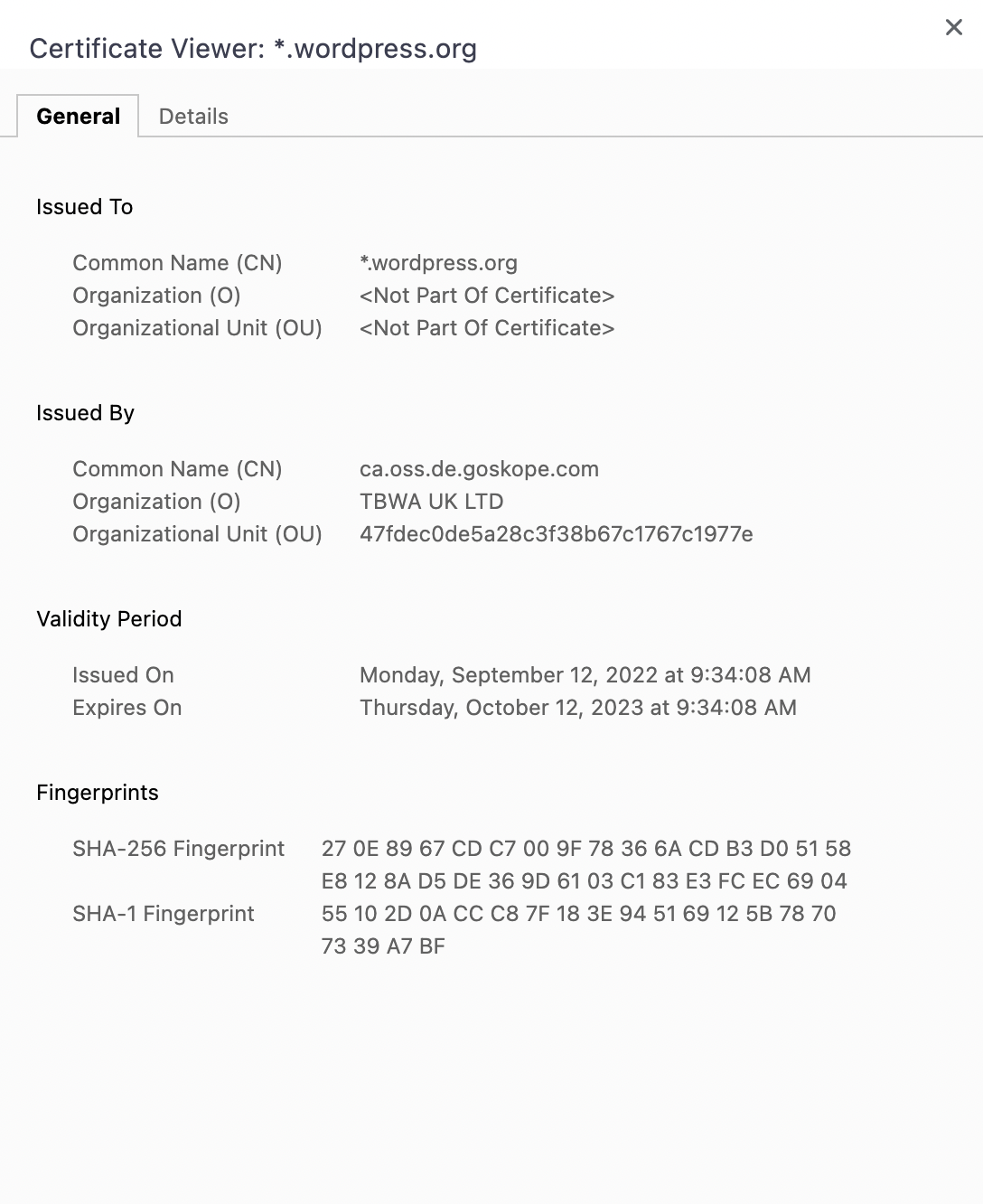 Screenshot of Netskope's SSL certificate