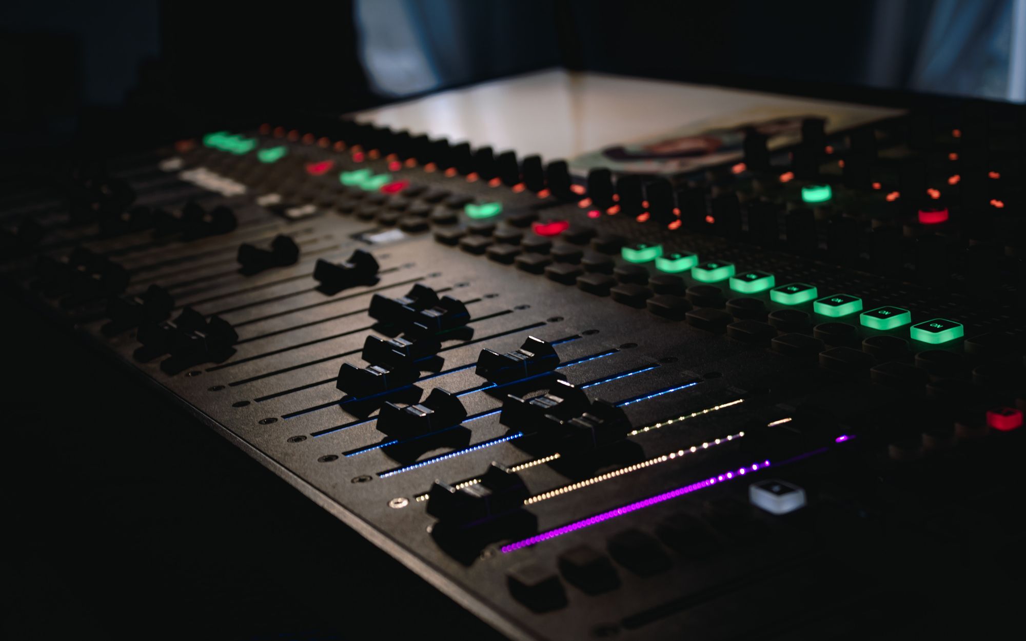 Mixing table for a musical performance.
